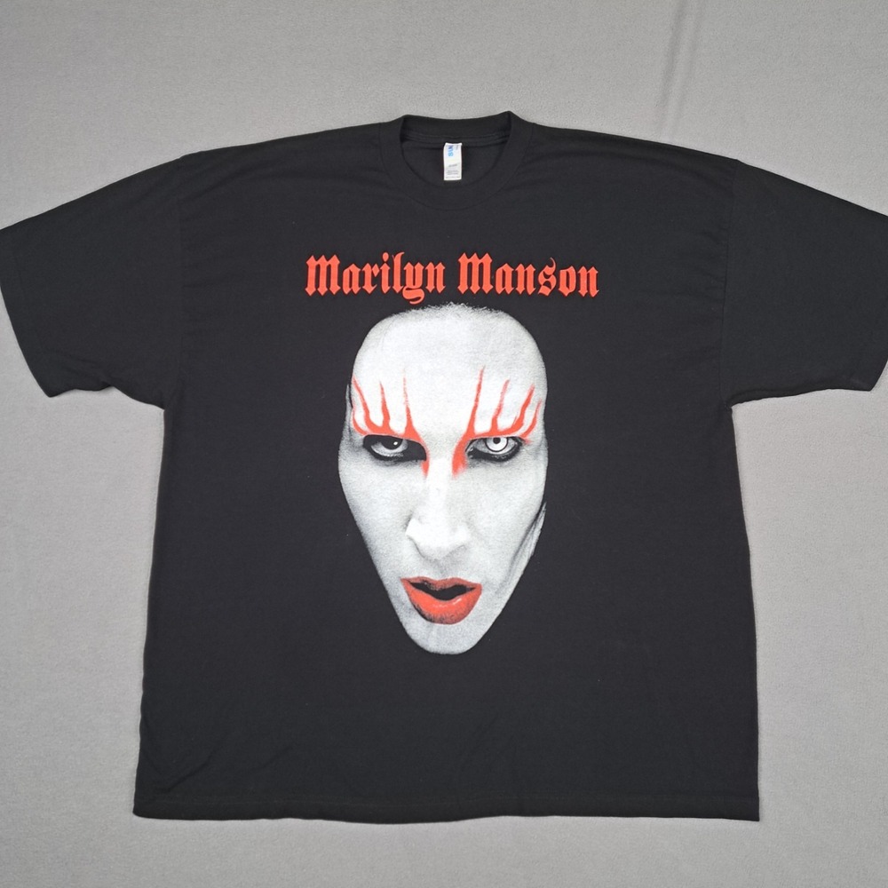 Marilyn Manson Shirt Mens *2XL Black Graphic Tee Heavyweight Cotton Reprint EUC‎
